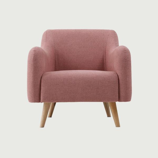 European style pink fabric one seat chair living room furniture single sofa