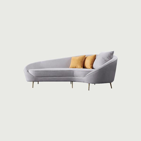 Modern hotel lobby corner curved fabric sofa three seater sofa