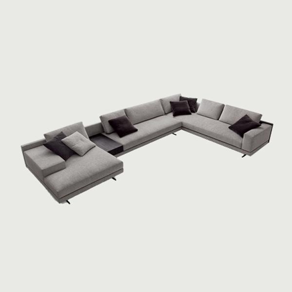 Wooden frame design l shape lounge fabric corner sofa