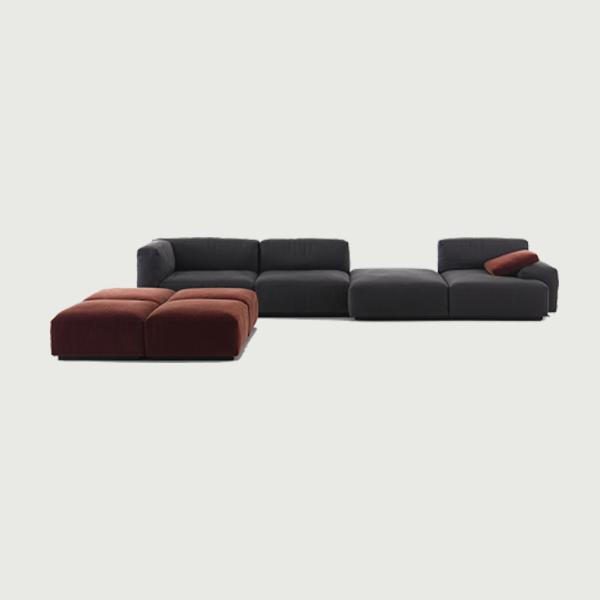 Italian minimalism modern corner modular sectional couch fabric sofa sets