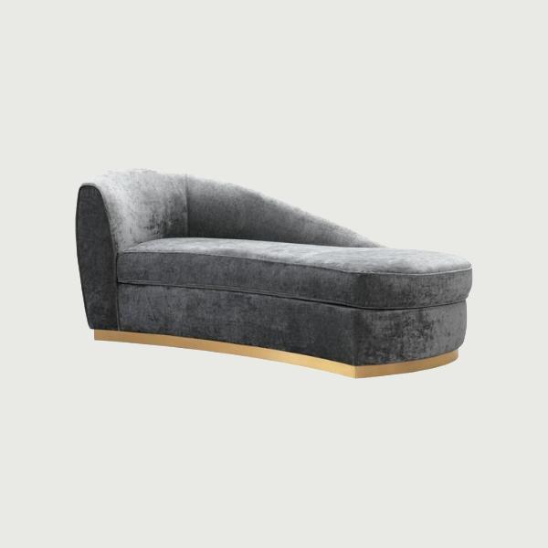 Modern furniture grey velvet chaise lounge indoor