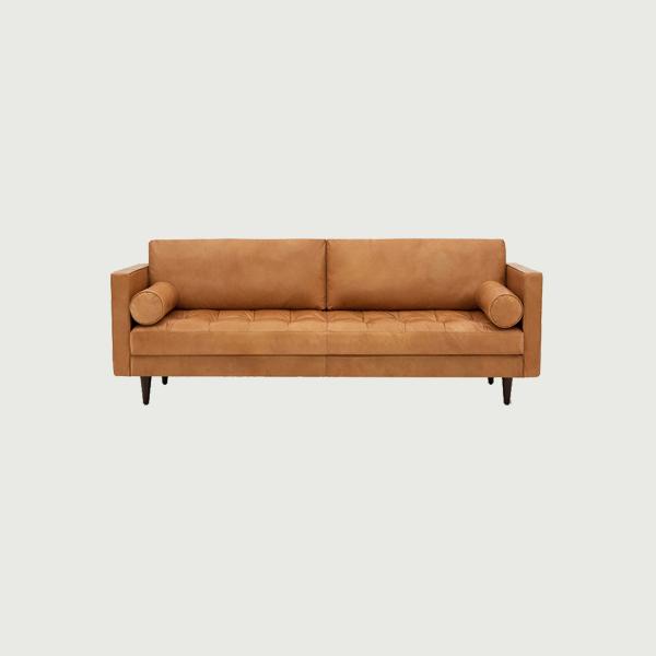 Modern Sstrich Leather Sofa set Living Room Furniture in Brown Color