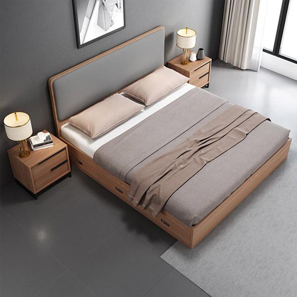 Economical Custom Design Solid Wood Modern Double Storage Bed