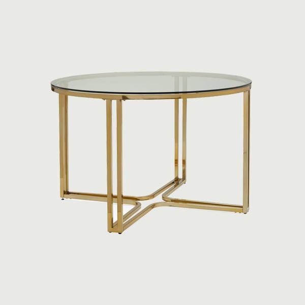 Modern stainless steel gold dining Table Glass coffee table