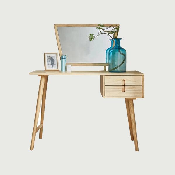 Modern Nordic Wooden Dressing Table Bedroom Furniture Dresser With Mirror