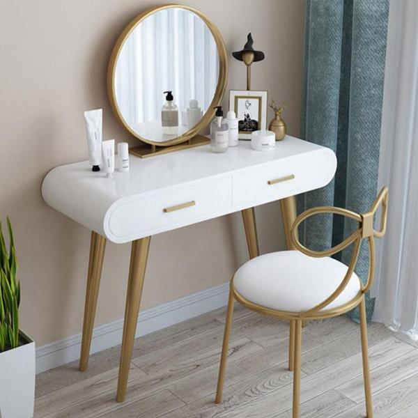 Nordic luxury cute style dressing table and mirror with chair sets