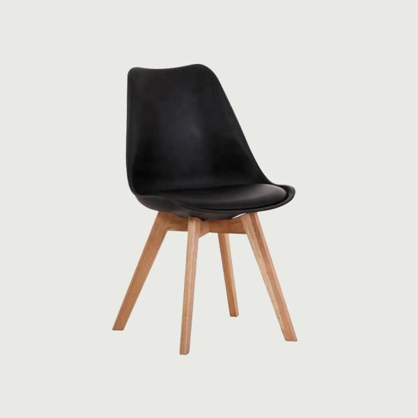 Modern leather french oak wood dining chairs