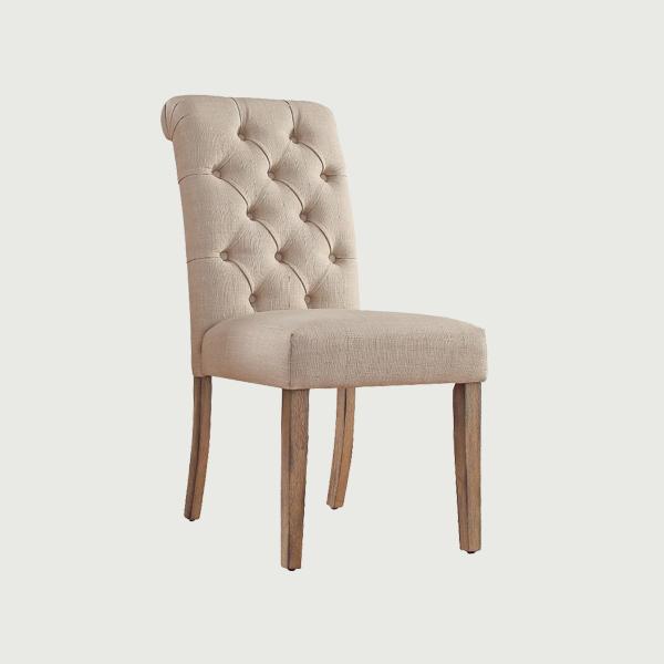 Wood Dining Chair Tufted Roll Back Dining Chair