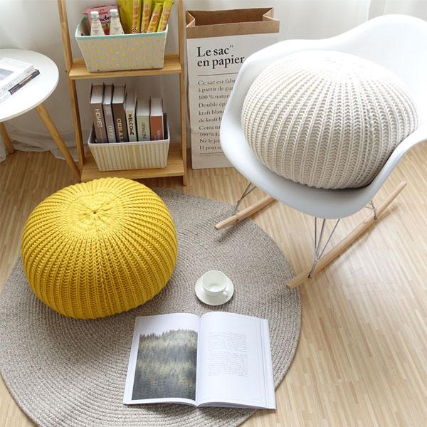 Pouf Ottoman Pouffe Pouf Round Ottoman Floor Cushion Pouf Footstool Beans Bag