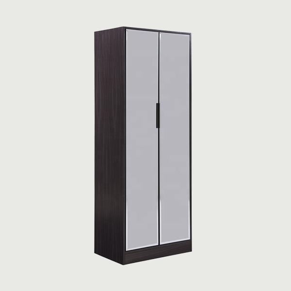 Modern Appearance Black 1.8m Melamine 2 Door Wardrobe with mirror