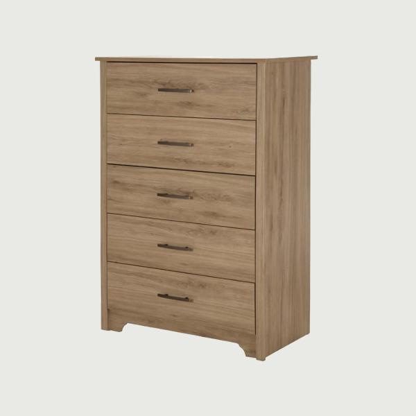  5 Slide Drawer Wood White Corner Storage Cabinet With Drawers