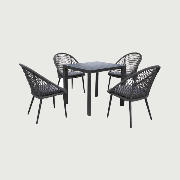 Aluminum Frame Table Rope Back Chair Paito Outdoor Indoor Dining Set for Garden