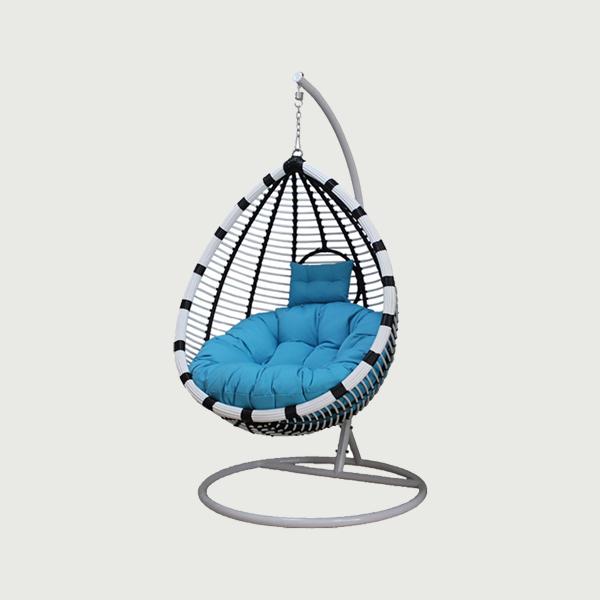 Outdoor Wicker Rattan Furniture Hanging Swing Egg Chair with Stand