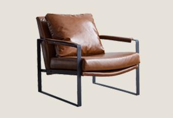 Modern simple leather steel frame living room hotel guest room hotel armchair